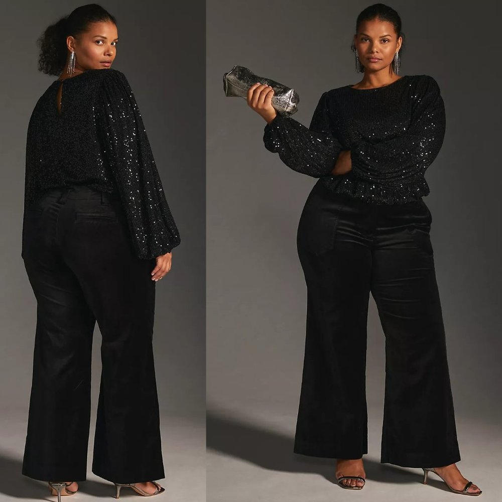 Anthropologie The Naomi Velvet Trousers 26W black